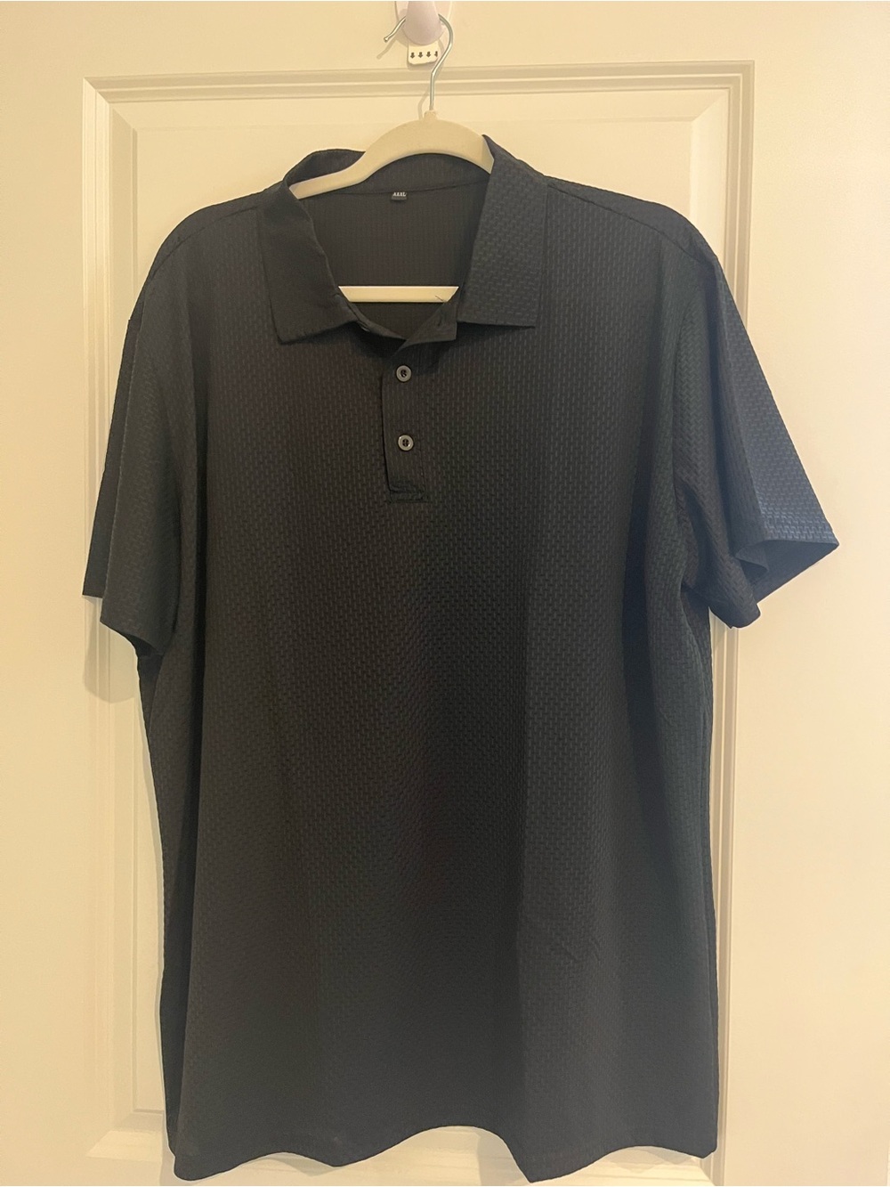 Men's Black Textured Polo Shirt - Classic Short Sleeve